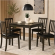 Panos 5pc Dining Table Set with 4 Chairs- Gray- Black Faux Leather