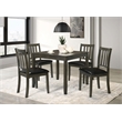 Panos 5pc Dining Table Set with 4 Chairs- Gray- Black Faux Leather