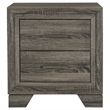 Reay Nightstand- Brown Oak Finish- 2 Drawers Silver Metal Bar Handles
