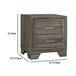 Reay Nightstand- Brown Oak Finish- 2 Drawers Silver Metal Bar Handles