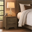 Reay Nightstand- Brown Oak Finish- 2 Drawers Silver Metal Bar Handles