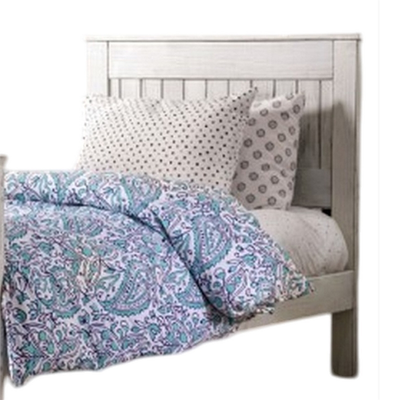 Waly Queen Bed- Farmhouse Plank Design- Classic White Solid Pine Wood