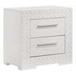 Ivon Nightstand- 2 Drawers- 26 Inch Modern Glossy White Solid Hardwood