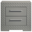Ivon Nightstand- 2 Storage Drawers- 26 Inch Glossy Gray Hardwood