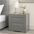Ivon Nightstand- 2 Storage Drawers- 26 Inch Glossy Gray Hardwood