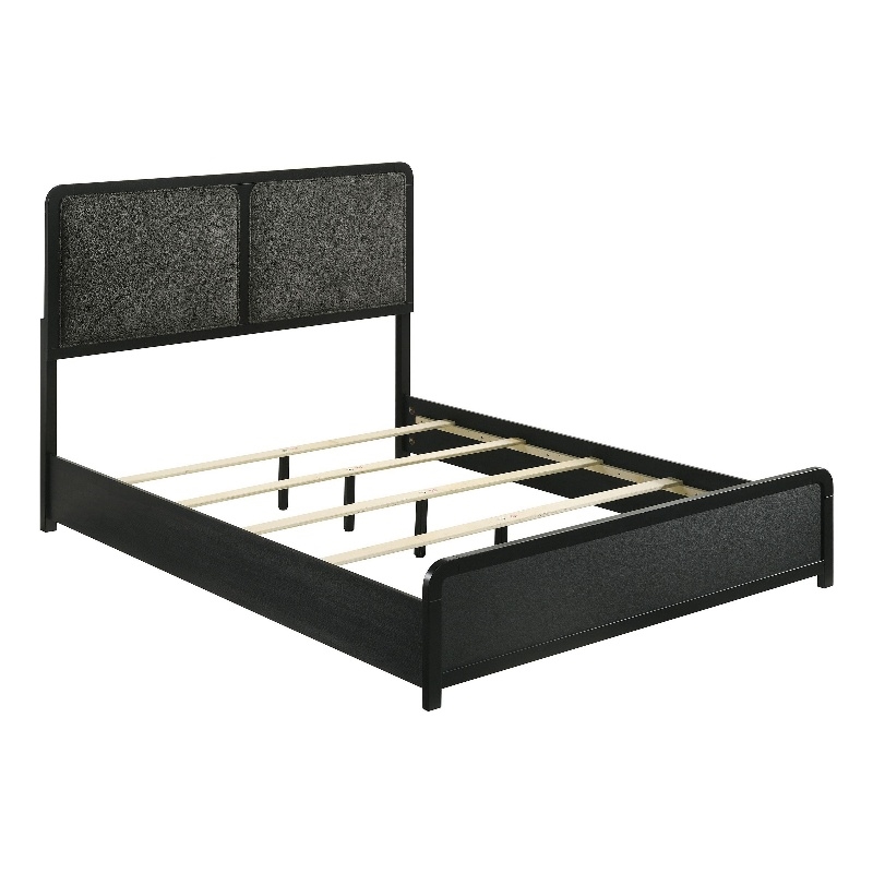 Cavy King Size Bed- Channel Tufted Upholstered Headboard- Black Gray