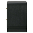 Cavy Nightstand- 2 Storage Drawers- Black Wood- Round Gold Knobs