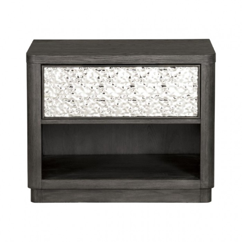 Zoko Nightstand Table with 2 USB Ports- Metal Accents