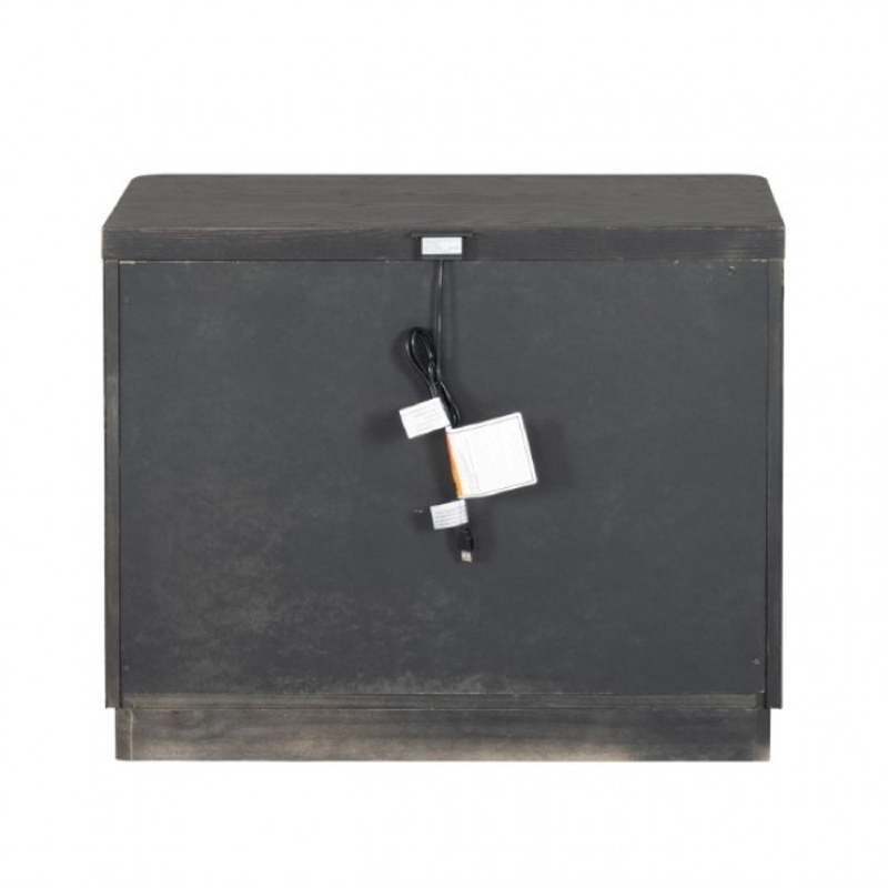 Zoko Nightstand- 2 Drawers- USB Ports- Metal Accents