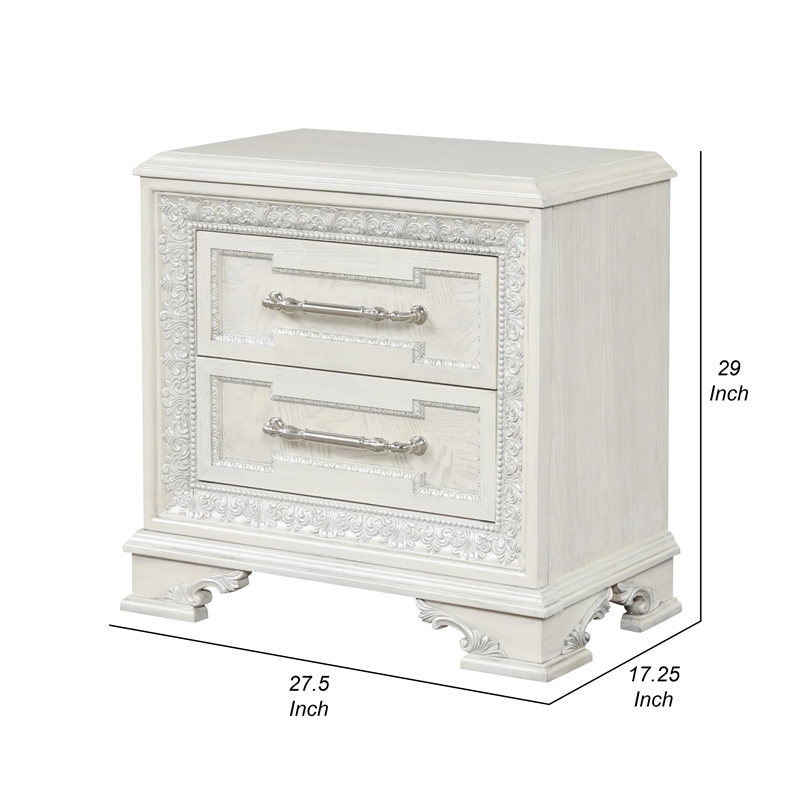 Miamy Nightstand- USB- 2 Drawers- 29 Inch