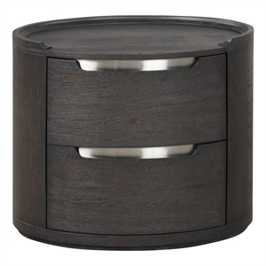 Osko Nightstand- 2 Storage Drawers- Nickel Trim