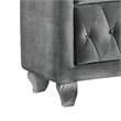 Rea Nightstand-26 Inch-2 Drawers-Button Tufted Gray Fabric