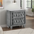 Rea Nightstand-26 Inch-2 Drawers-Button Tufted Gray Fabric