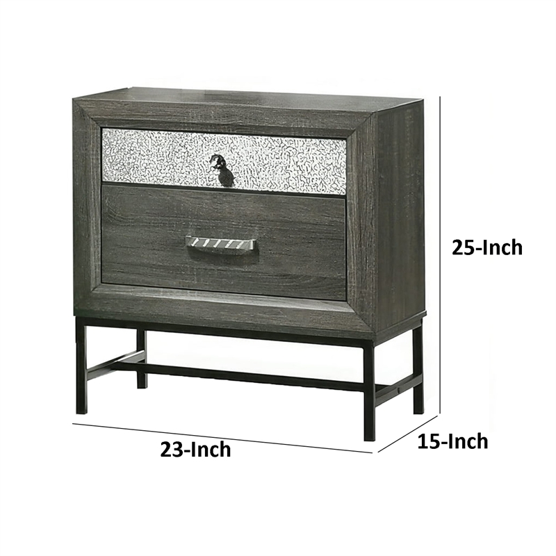 Lito 25 Inch Nightstand- 1 Drawer and Jewelry Tray