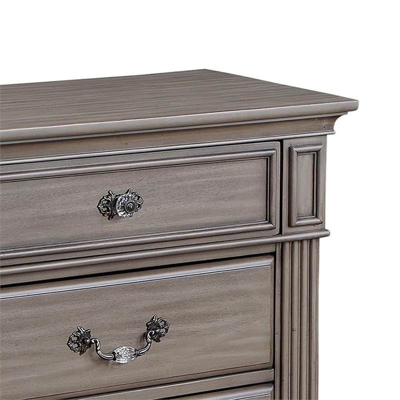 Recus Classic Nightstand with 3 Drawers- Acrylic Accents-Solid Wood