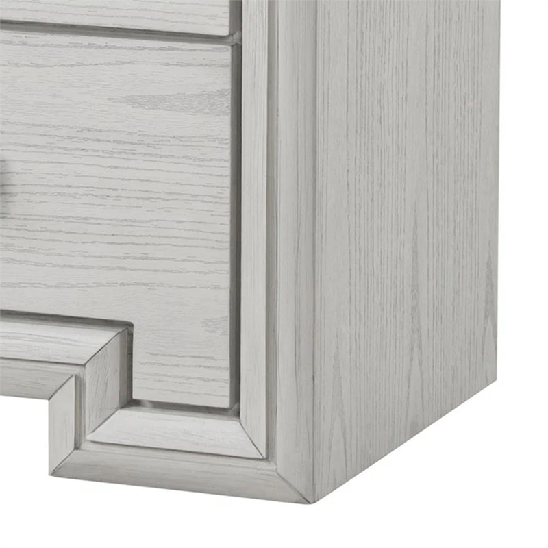 Basil Nightstand-2 Drawers-Rustic White Solid Wood-29 Inch
