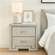 Basil Nightstand-2 Drawers-Rustic White Solid Wood-29 Inch