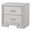 Basil Nightstand-2 Drawers-Rustic White Solid Wood-29 Inch