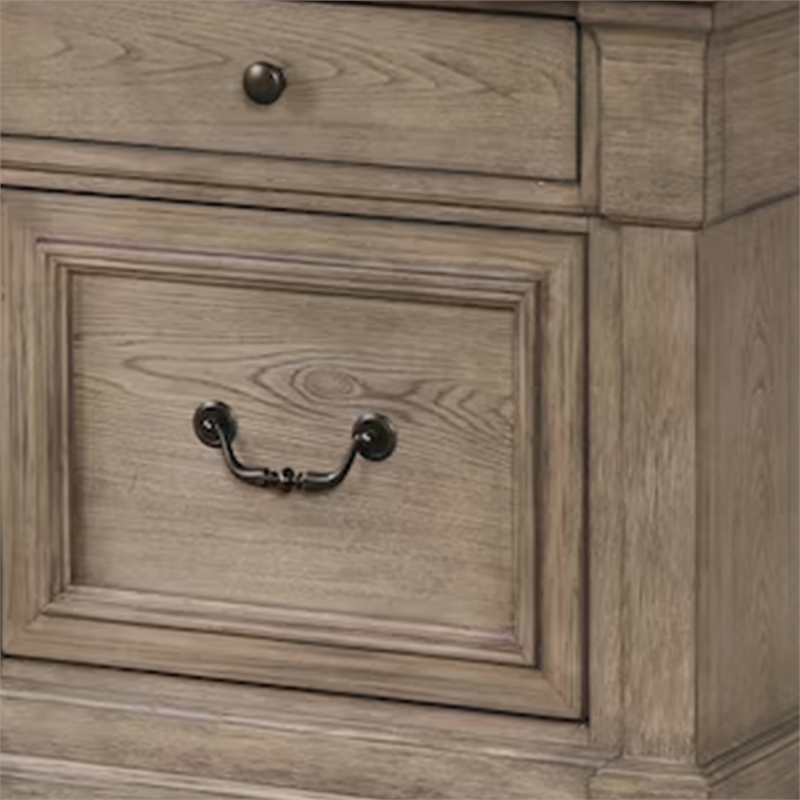 Roi Nightstand- 2 Drawers- Weathered Gray Solid Wood- 28 Inch