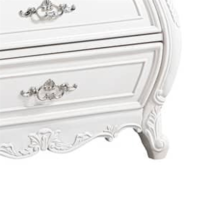 Valena Nightstand- 3 Drawers- White Solid Wood- Metal Handles- 31 Inch