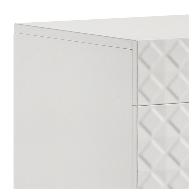 Dema 2 Drawer Nightstand- High Gloss White Textured Trim