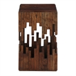 24 Inch Accent Side End Table- Brown Acacia Wood- Slatted Square Top