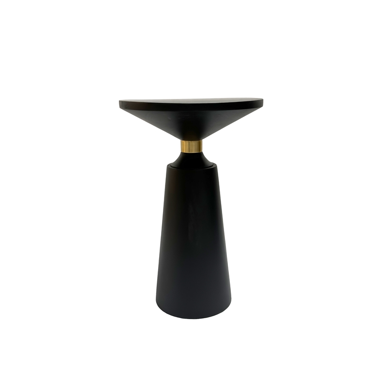Fawn 20 Inch Side End Table- Black Mango Wood Round Top with Pedestal Base