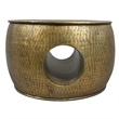Nala 23 Inch Coffee Table- Low Round Drum Shape with Unique Hollow Center