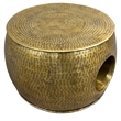 Nala 23 Inch Coffee Table- Low Round Drum Shape with Unique Hollow Center