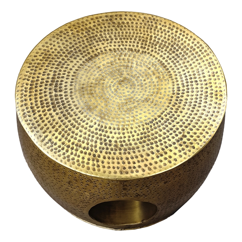 Nala 23 Inch Coffee Table- Low Round Drum Shape with Unique Hollow Center