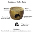 Nala 23 Inch Coffee Table- Low Round Drum Shape with Unique Hollow Center