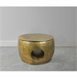 Nala 23 Inch Coffee Table- Low Round Drum Shape with Unique Hollow Center