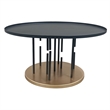 Neci 31 Inch Coffee Table- Round Matte Black Tray Top