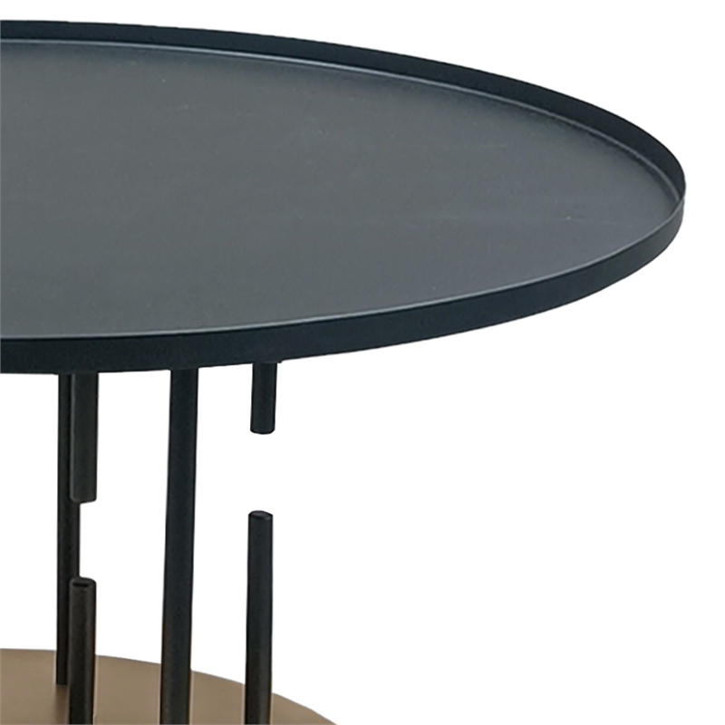 Neci 31 Inch Coffee Table- Round Matte Black Tray Top