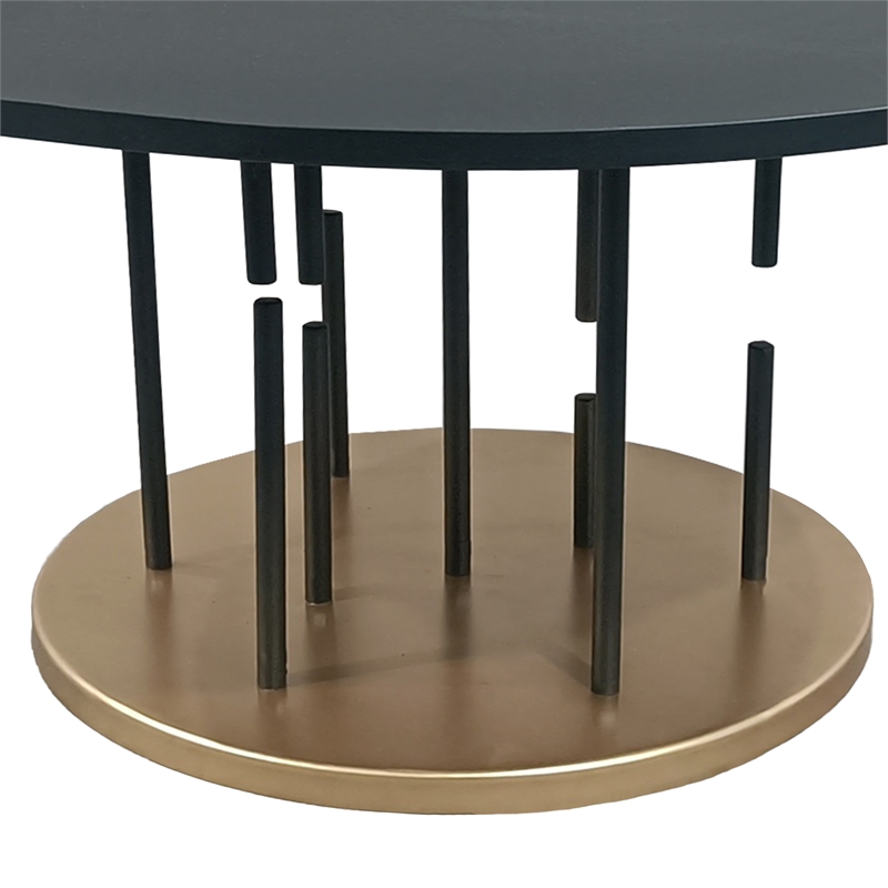 Neci 31 Inch Coffee Table- Round Matte Black Tray Top