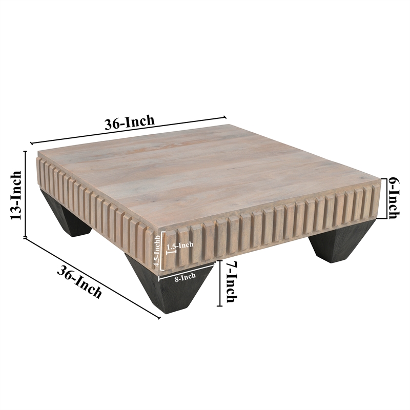Tokyo Inspired 36 Inch Square Mango Wood Coffee Table