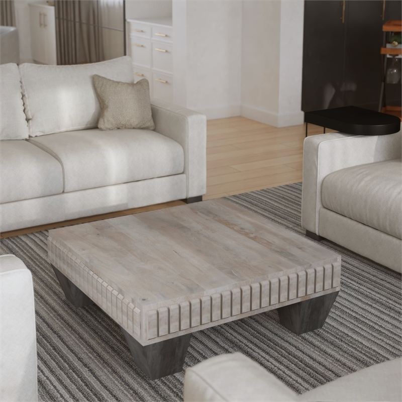 Tokyo Inspired 36 Inch Square Mango Wood Coffee Table