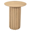 Side End Table- 20 Inch Round Top with Fluted Base in Natural Brown Mango Wood