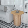 Side End Table- 20 Inch Round Top with Fluted Base in Natural Brown Mango Wood