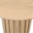 Side End Table- 20 Inch Round Top with Fluted Base in Natural Brown Mango Wood