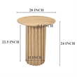 Side End Table- 20 Inch Round Top with Fluted Base in Natural Brown Mango Wood
