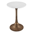 Tyler 20.5 Inch Accent Side Table- Round White Marble Top