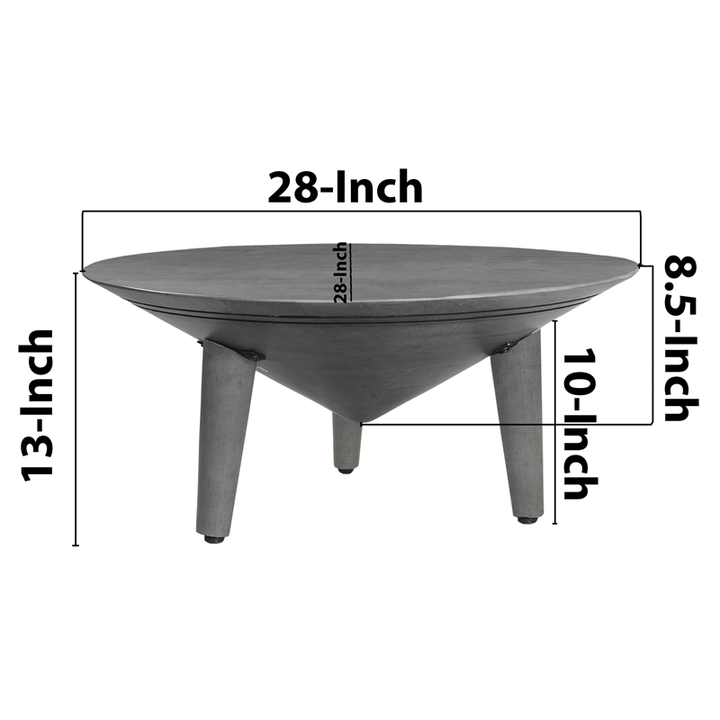 Venus 28 Inch Coffee Table with 3 Tapered Splayed Legs