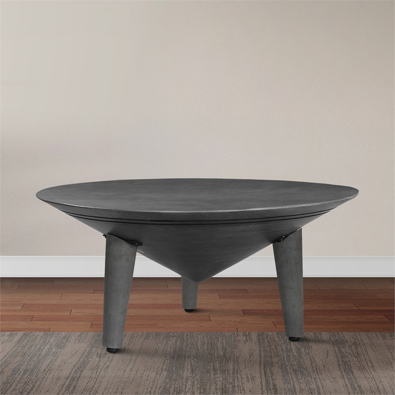 Venus 28 Inch Coffee Table with 3 Tapered Splayed Legs