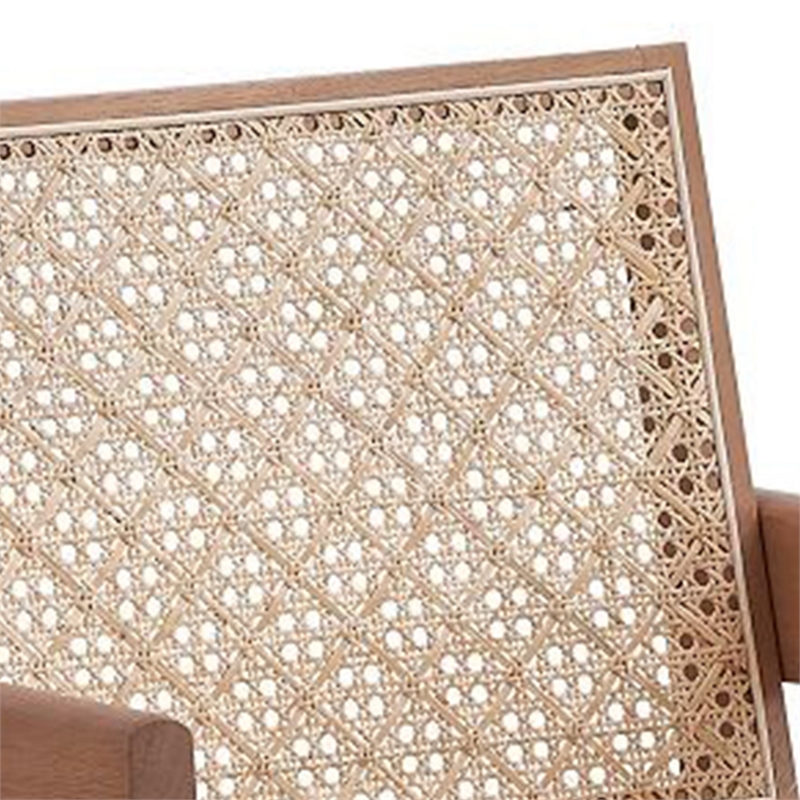 Tina 26 Inch Accent Armchair-Woven Rattan-Natural Brown Wood Finish