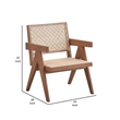 Tina 26 Inch Accent Armchair-Woven Rattan-Natural Brown Wood Finish