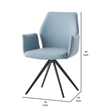 24 Inch Swivel Side Chair-Light Blue Leather Upholstery-Black Legs