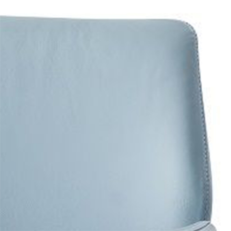 24 Inch Swivel Side Chair-Light Blue Leather Upholstery-Black Legs