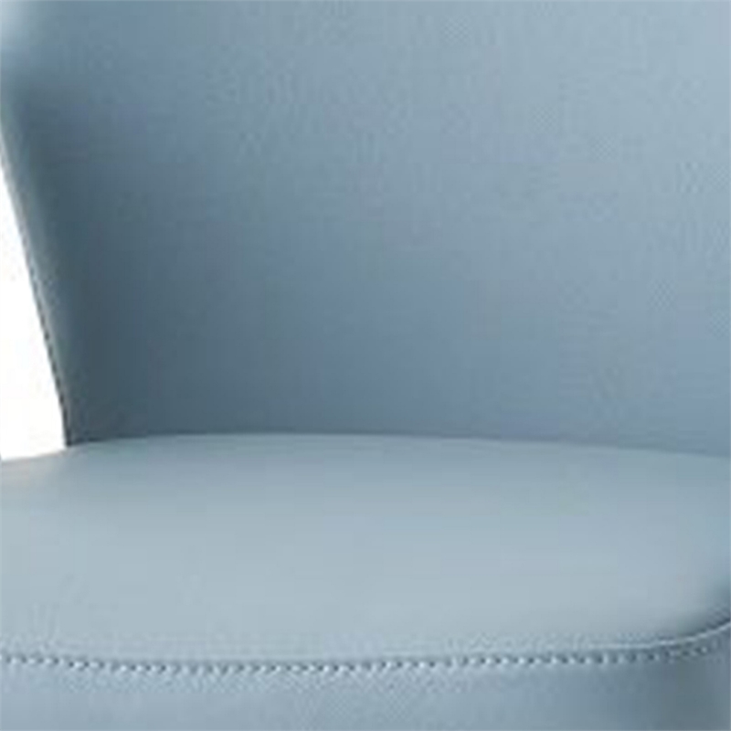 24 Inch Swivel Side Chair-Light Blue Leather Upholstery-Black Legs