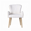 Willy Side Chair Set of 2-White Boucle-Soft Padding-Brown Wood Legs